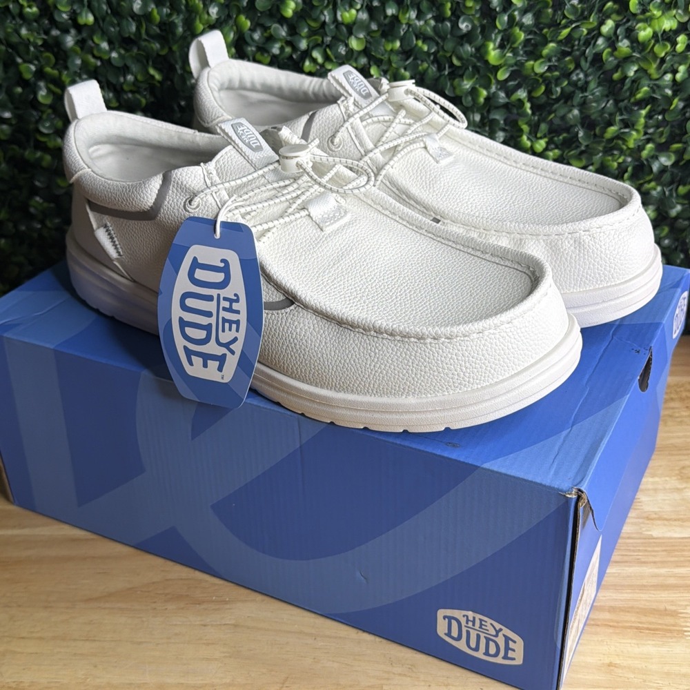 Hey Dude Wally Golf Classic TG Men's Casual Shoes White Logo Slip-On US 12
